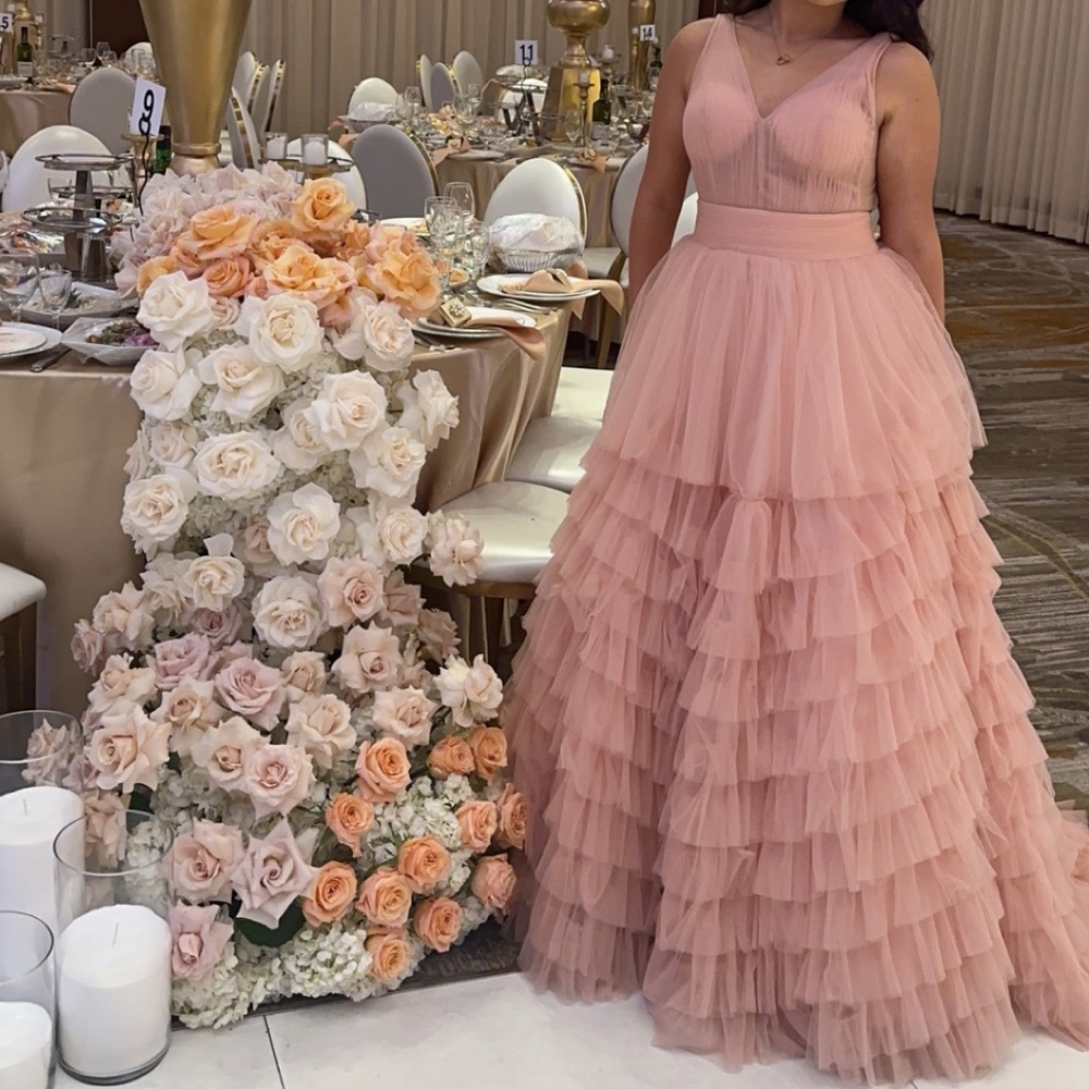 Jovani Peach/pink ball gown, worn once ‘perfect condition”
